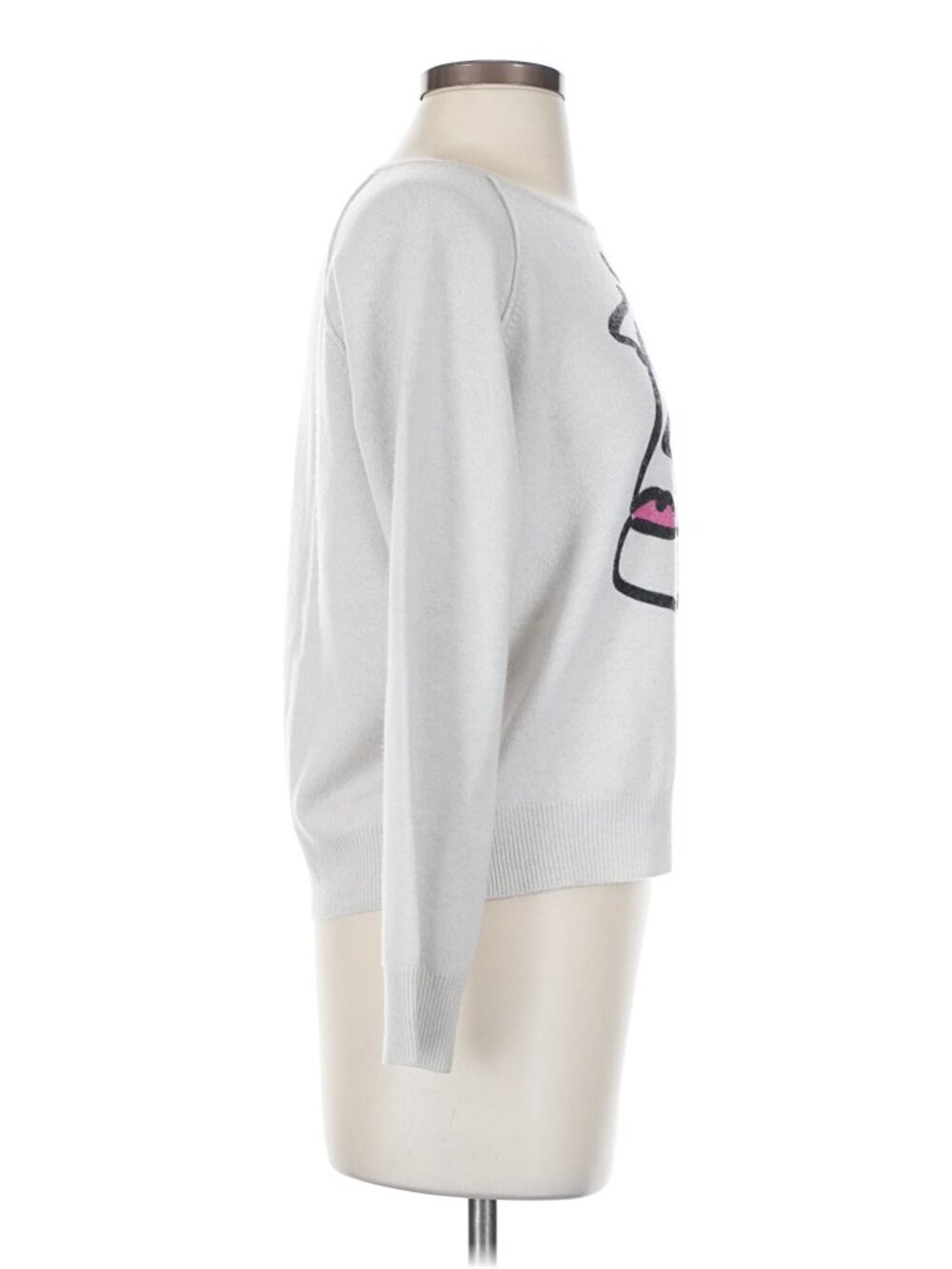 Brodie Fine Cashmere Silver Graphic Crew Neck Sweater Small - Picture 3 of 9